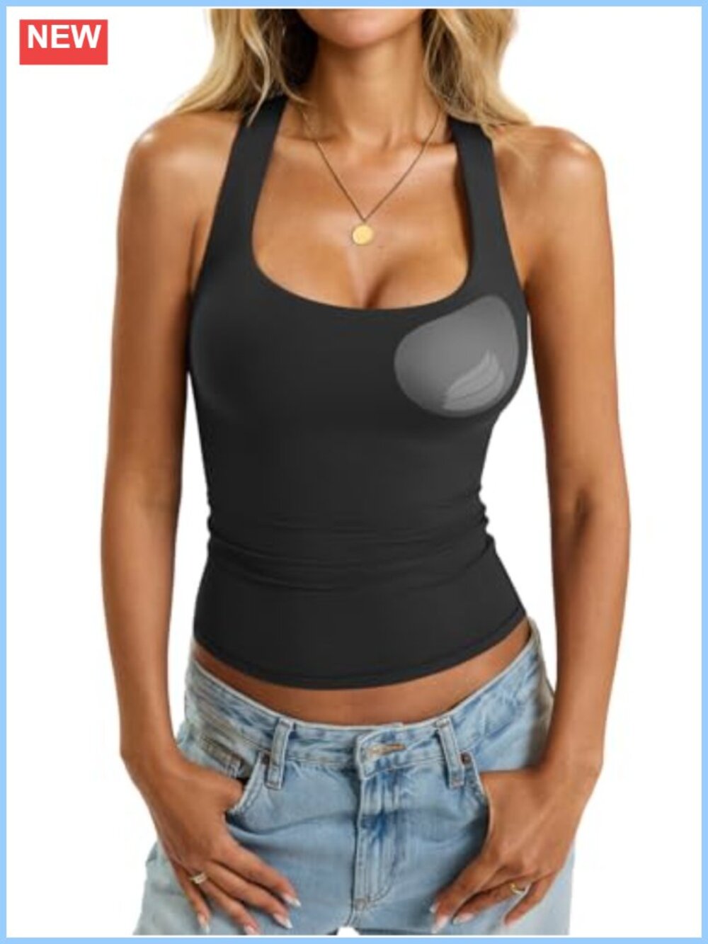 Women's Padded Racerback Tank Top Double Lined Built In Bra Cami